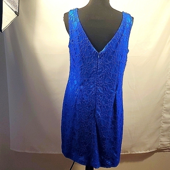 Adrianna Papell Hailey Blue Lace Evening Gown/Dress Size 14 - Picture 7 of 12